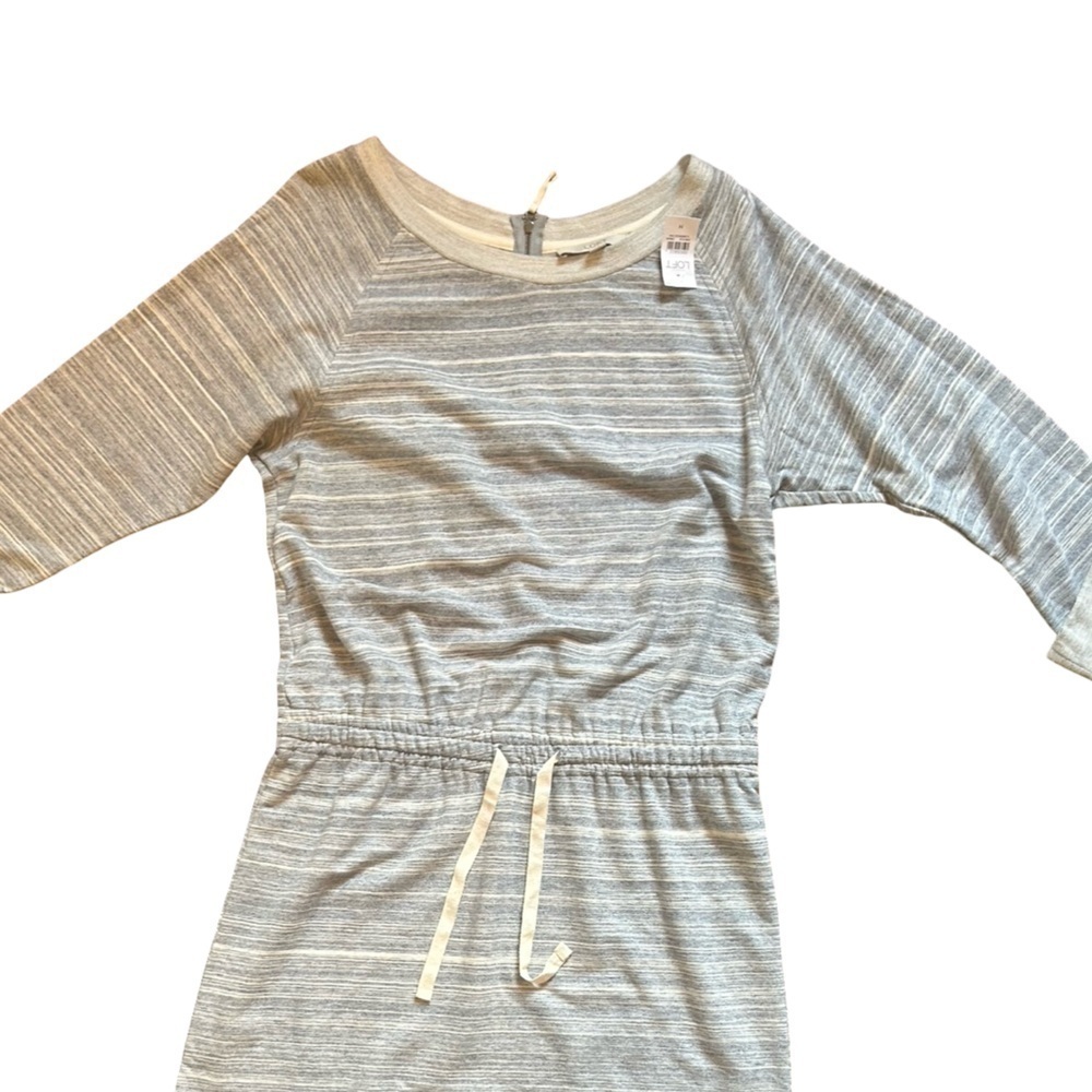 LOFT Space Dyed Women’s Gray Cinched Waist Sweatshirt Dress New With Tags Size M